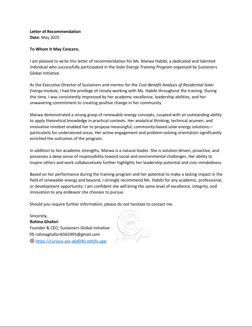 Recommendation Letter